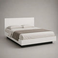 Letto matrimoniale bianco e nero in legno MDF con testiera rettangolare, 216 x 170 x 110 cm, per materasso 160 x 200 cm