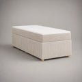 Set letto singolo imbottito con materasso 90 x 200 cm in velluto a coste beige e bianco