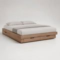 Letto matrimoniale contenitore in legno con 4 cassetti, rovere naturale, rete 160 x 200 cm