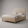 Letto matrimoniale 160 × 200 cm beige e rovere naturale con testiera imbottita, struttura in legno e rete a doghe