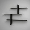 Scaffale da parete geometrico nero in MDF con 3 ripiani, 100 x 20 x 90 cm