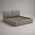 Letto matrimoniale contenitore imbottito grigio tortora con rete a doghe, materasso 160 x 200 cm, dimensioni 175 x 215 x 105 cm